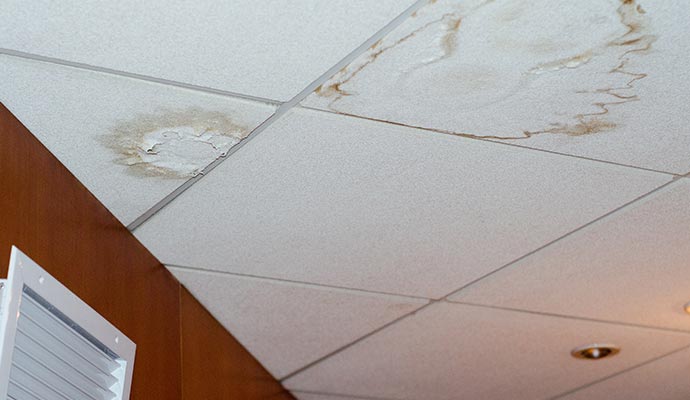 rain leak ceiling damage