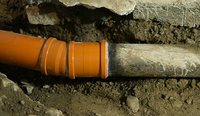 replaced old sewer pipe in Harvey