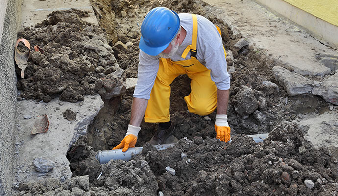 the plumber fixes the pipe leakage and replace the drain