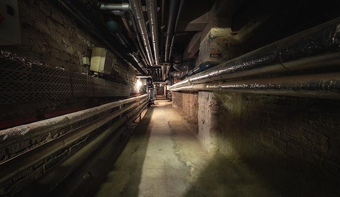 underground passage point of view plumbing leak